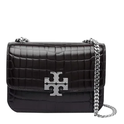 Tory Burch Small Eleanor Croc Convertible Shoulder Bag In Black
