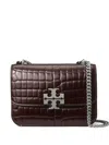Tory Burch Small Eleanor Croc-embossed Shoulder Bag In Burgundy