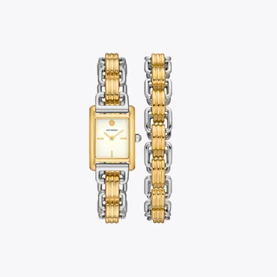 Tory Burch Small Eleanor Double Wrap Watch In Brown