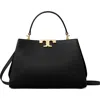 Tory Burch Small Eleanor Pebble Leather Satchel In Black