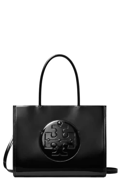 Tory Burch Small Ella Bio Faux Patent Leather Tote In Black