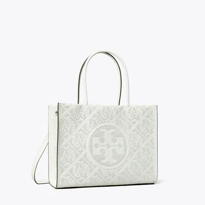 Tory Burch Small Ella Bio Perforated Tote In Blanc