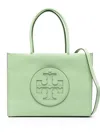 Tory Burch Embossed-logo Tote Bag In Grün