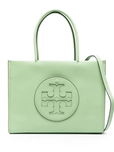 Tory Burch Embossed-logo Tote Bag In Grün