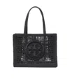 Tory Burch Black Small Hand-crochete Ella Tote Bag In Black