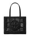 Tory Burch Black Small Hand-crochete Ella Tote Bag In Black