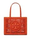 Tory Burch Ella Small Crochet Raffia Tote Bag In Poppy Red