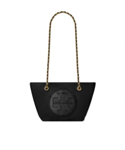 Tory Burch Ella Small Leather Chain Shoulder Bag In Black