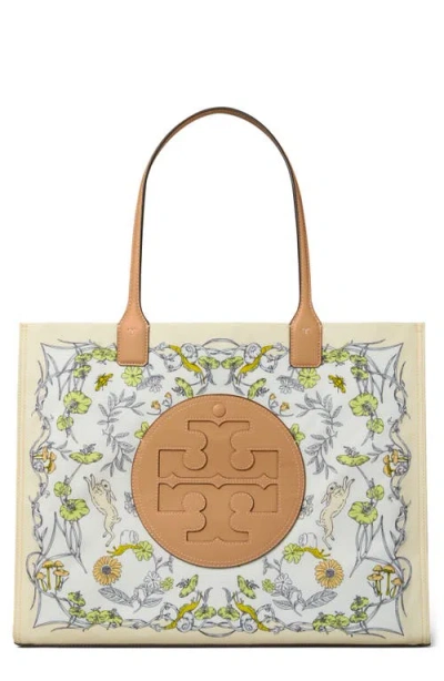 Tory Burch Small Ella Floral Print Tote In Rabbit Field