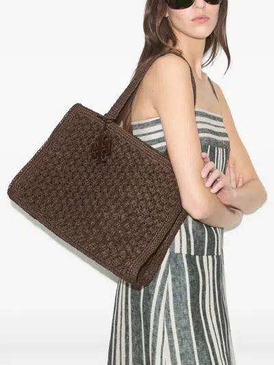 Tory Burch Small Ella Hand-crocheted Popcorn Tote In Brown