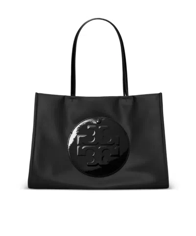 Tory Burch Small Ella Logo-embossed Tote Bag In Purple