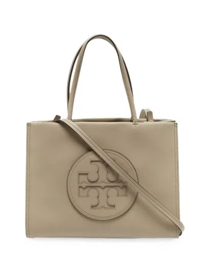 Pre-owned Tory Burch Small Ella Logo-patch Tote Bag In Neutral