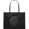 Tory Burch Ella Logo Recycled Nylon Tote Bag In Black