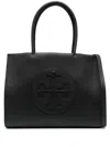 Tory Burch Small Ella Shopping Bag In Eco Leather With Logo In Black
