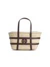 Tory Burch Small Ella Shopping Bag In Straw Classic Leather Color