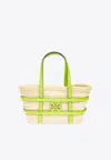 Tory Burch Small Ella Straw Basket Bag In Green