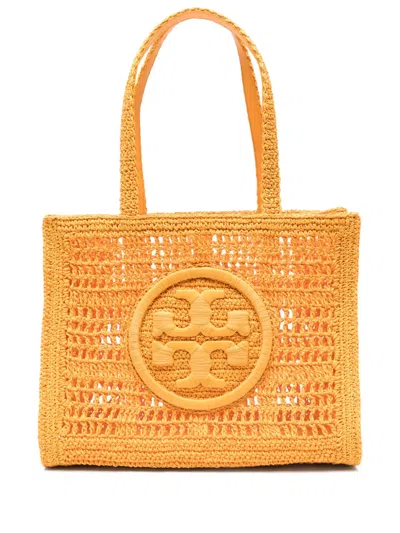 Tory Burch Small Rafia Tote Crochet Design In Orange