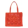 Tory Burch Ella Small Crochet Raffia Tote Bag In Orange