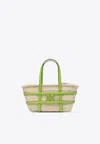 Tory Burch Small Ella Woven-raffia Tote Bag In Green