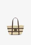 Tory Burch Small Ella Woven-raffia Tote Bag In Sand