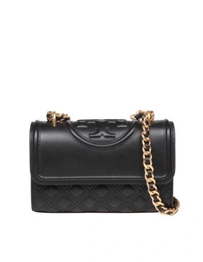 TORY BURCH SMALL FLEMING BAG IN BLACK COLOR LEATHER