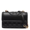Tory Burch Fleming Shoulder Strap In Black Leather In Black