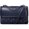 Tory Burch Small Fleming Convertible Leather Shoulder Bag In Blue