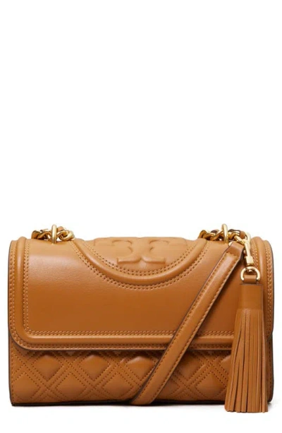 Tory Burch Small Fleming Convertible Leather Shoulder Bag In Brown