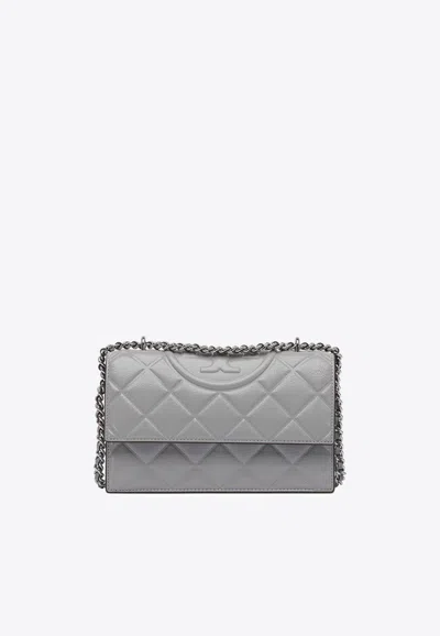 Tory Burch Small Fleming Convertible Shoulder Bag In Gray