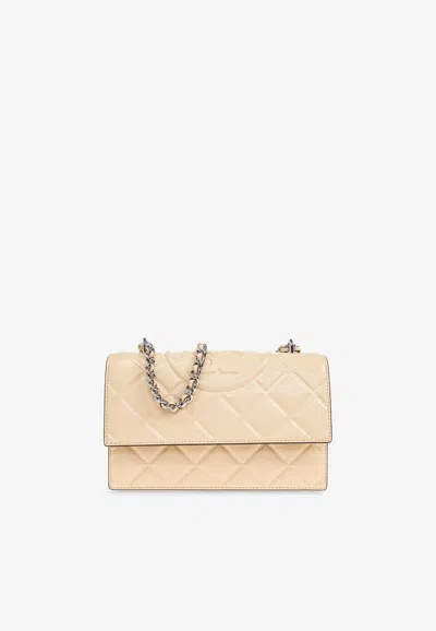 Tory Burch Small Fleming Convertible Shoulder Bag In White