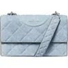 Tory Burch Fleming Small Convertible Denim Shoulder Bag In Denim