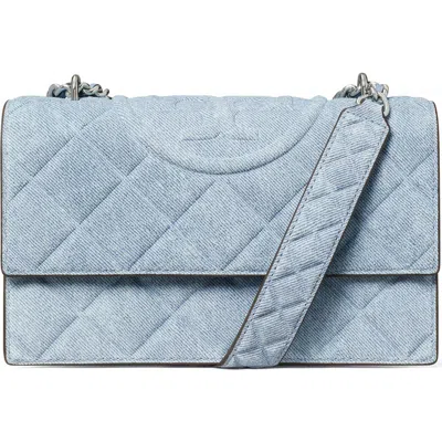 TORY BURCH TORY BURCH SMALL FLEMING DENIM CONVERTIBLE SHOULDER BAG