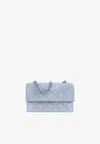 Tory Burch Small Fleming Denim Suede Shoulder Bag