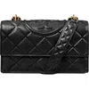 Tory Burch Small Fleming Diamond Quilted Leather Convertible Shoulder Bag In Black