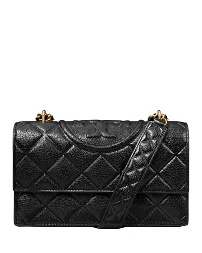 Tory Burch Fleming Small Leather Shoulder Bag In Black