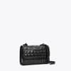 Tory Burch Small Fleming Metallic Quilt Convertible Shoulder Bag In Black