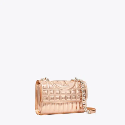 Tory Burch Small Fleming Metallic Quilt Convertible Shoulder Bag In Pink