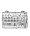 Tory Burch Fleming Metallic Convertible Shoulder Bag In Gray