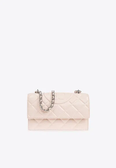 Tory Burch Small Fleming Quilted Leather Shoulder Bag In Pink