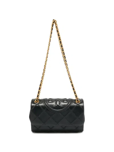 Pre-owned Tory Burch Small Fleming Quilted Shoulder Bag In Black