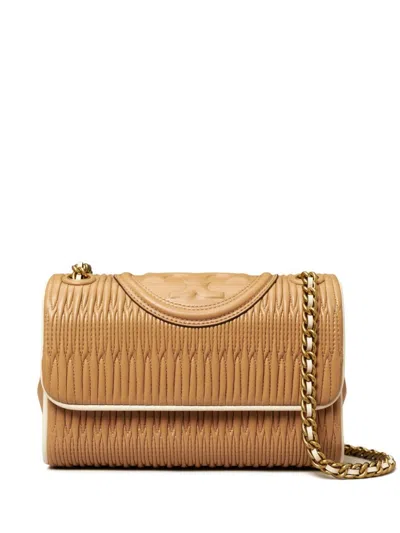 Tory Burch Small Fleming Shoulder Bag In Braun