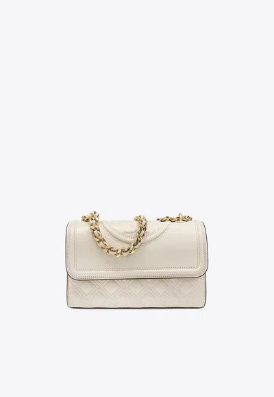 Tory Burch Small Quilted Leather Fleming Bag In Light Beige