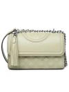 TORY BURCH SMALL 'FLEMING' SHOULDER BAG IN GREEN LEATHER