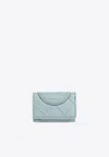 Tory Burch Small Fleming Soft Tri-fold Leather Wallet In Light Blue