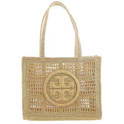 Pre-owned Tory Burch Small Hand-crochete Ella Tote Bag 158040-254 In Natural