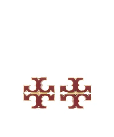 Tory Burch Small Icon Enamel Stud Earrings In Brown