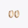 Tory Burch Small Icon Pavé Hoop Earrings In Pink