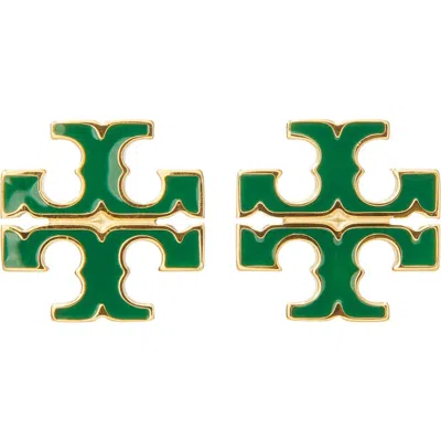Tory Burch Small Icon Stud Earrings In Green