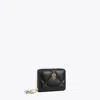 Tory Burch Small Kira Charm Diamond Quilt Zip-around Wallet In Black