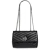 Tory Burch Small Kira Chevron Leather Shoulder Bag In Black/rolled Nickel